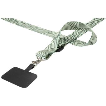 Lyra Verstellbares Lanyard aus RPET mit Telefonhalterung und Sublimationsdruck Schwarz/weiss