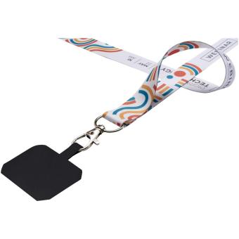 Addie Sublimation Lanyard mit Telefonhalterung und Sicherheitsverschluss, schwarz/weiss Schwarz/weiss | 10mm