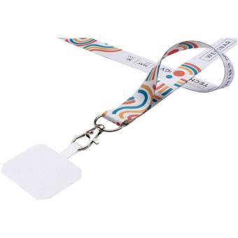 Addie RPET Sublimation Lanyard mit Telefonhalterung und Sicherheitsverschluss, schwarz/weiss Schwarz/weiss | 15mm