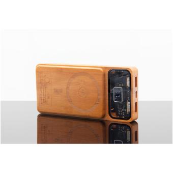 SCX.design P48 10.000 mAh magnetische 15W Powerbank aus Holz mit Leuchtlogo Bambus