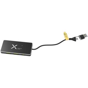 SCX.design H20 8-in-1 USB-Hub mit dualem Eingang und 6 Ports und Leuchtlogo Schwarz