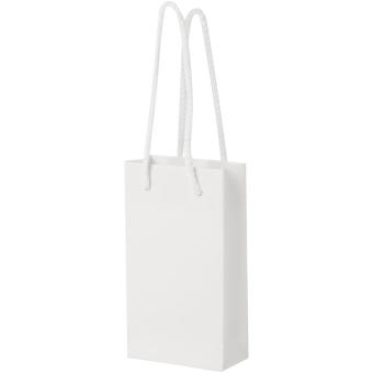 Handgefertigte 170 g/m² Integra-Papiertüte mit Kunststoff Kordelgriffen – 9,5 × 4 × 17 cm Weiß