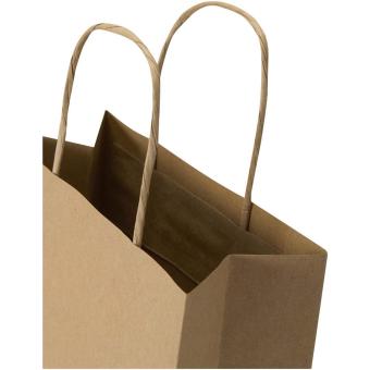 Kraft Papiertüte aus 120 g/m² Kraftpapier mit gedrehten Tragegriffen – 18 x 9 x 23 cm Natur