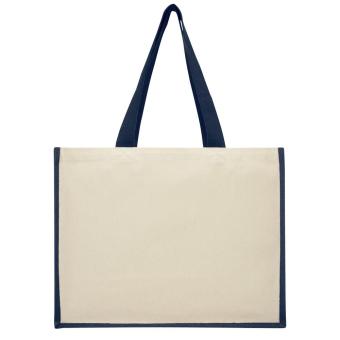 Varai 320 g/m² canvas and jute shopping tote bag 23L Navy