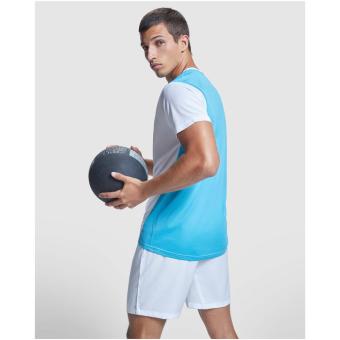 Detroit 130 g/m² short sleeve unisex sports t-shirt, white, turquoise White, turquoise | L