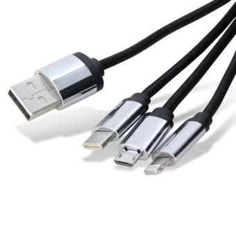 USB 3-in-1 charging cable LED Logo Black