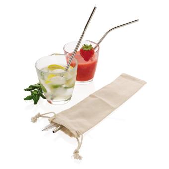 XD Collection Reusable stainless steel 3 pcs straw set Silver