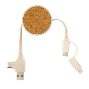 XD Collection Cork and Wheat 6-in-1 retractable cable Khaki