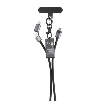 XD Xclusive Terra 60Wduales Ladekabel aus RCS recyceltem PET mit Lanyard Grau/schwarz