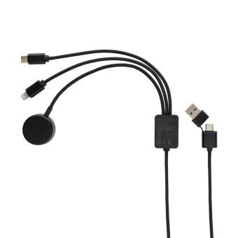 XD Xclusive Terra RCS rPET 6-in-1-Ladekabel mit Uhrenladegerät Grau