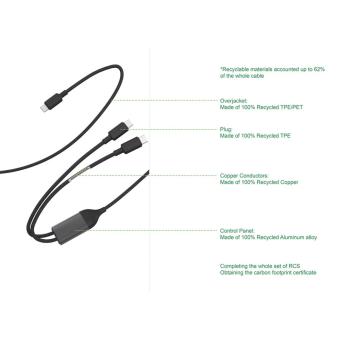 XD Xclusive Terra 100W RCS Dual USB C output cable Black/silver