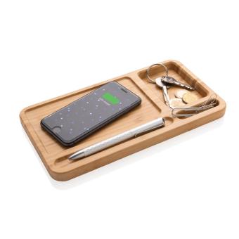 XD Collection Bamboo desk organiser 5W wireless charger Brown