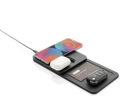 Swiss Peak 3 in 1 RCS recycled PU wireless charger desk tray Black