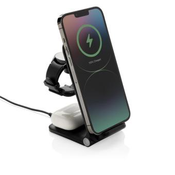 XD Collection Powerpal 3-in-1 15W-Ladegerät aus RCS recyceltem Kunststoff Schwarz