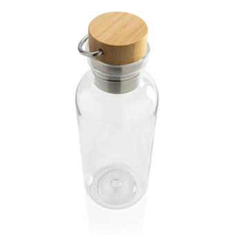 XD Collection GRS RPET bottle with bamboo lid and handle Transparent