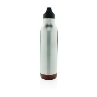 XD Collection Auslaufsichere Vakuum-Flasche mit Kork Silber