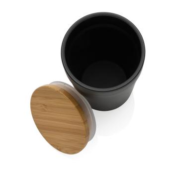 XD Collection GRS rPP-Becher mit Bambusdeckel Schwarz