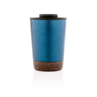 XD Collection GRS rPP Edelstahl-Kaffeebecher mit Kork Blau