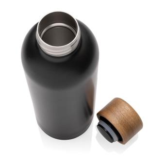 XD Collection Wood RCS certified recycled stainless steel vacuum bottle Black