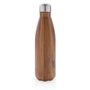 XD Collection Vakuumisolierte Stainless Steel Flasche mit Holzoptik Braun