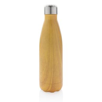XD Collection Vacuum insulated stainless steel bottle with wood print Yellow