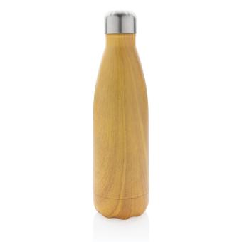 XD Collection Vakuumisolierte Stainless Steel Flasche mit Holzoptik Gelb