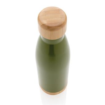 XD Collection Vacuum stainless steel bottle with bamboo lid and bottom Green