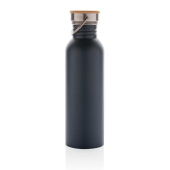 XD Collection Moderne Stainless-Steel Flasche mit Bambusdeckel Blau