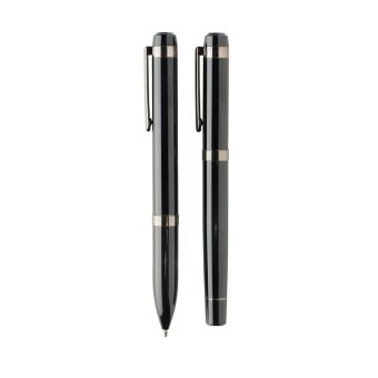 Swiss peak OSLO recycled stainless steel deluxe pen set Black