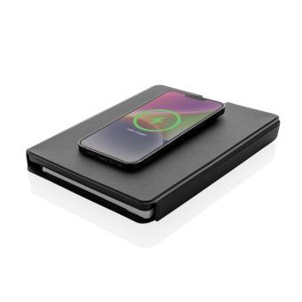 Swiss Peak RCS rePU notebook with 2-in-1 wireless charger Black