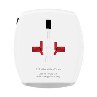 SKROSS World Travel Adapter MUV 2-pole with USB A and C White