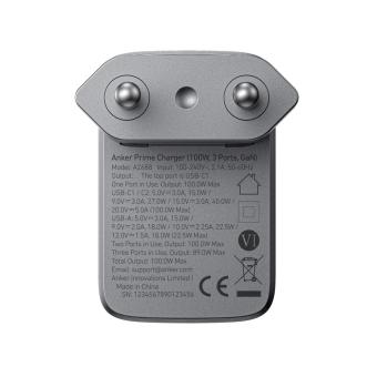 Anker Prime Charger (100W, 3 Ports, GaN) Grau