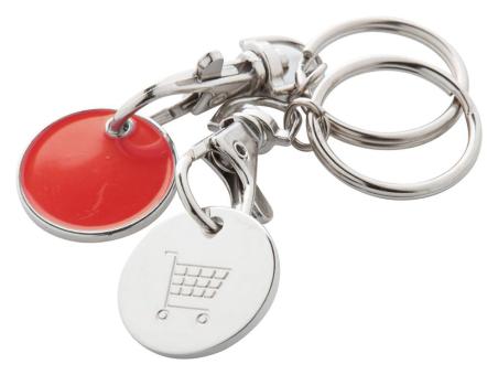 Euromarket trolley coin keyring Red