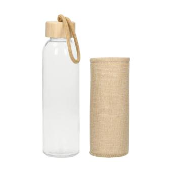 Glasflasche mit Hülle "Natural", 0,5l Transparent