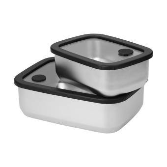 Stainless steel lunch box with glass lid "RILO", 550 ml Silver