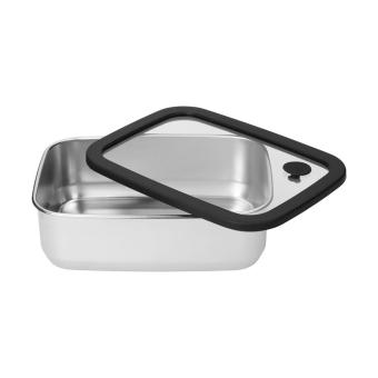 Stainless steel lunch box with glass lid "RILO", 1100 ml Silver