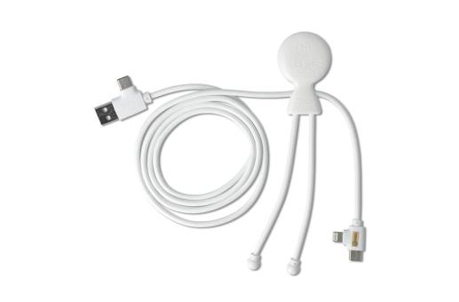 2090 - Xoopar Mr Bio Long Charging Cable + UK Plug Adapter White
