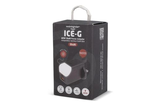 Xoopar ICE-G 65W GaN Power Adapter with UK Plug Black