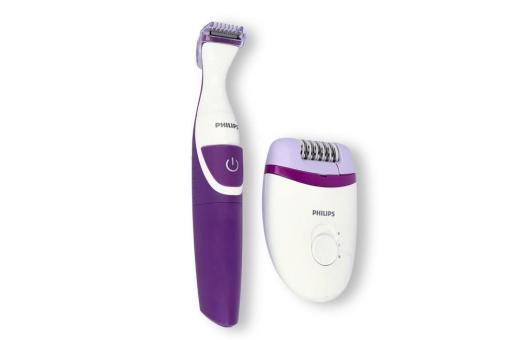 Enjoy Technology BRP505|Philips Satinelle Kompakt-Epilierer mit Kabel &amp; kabellosem Bikini-Trimmer Weiß
