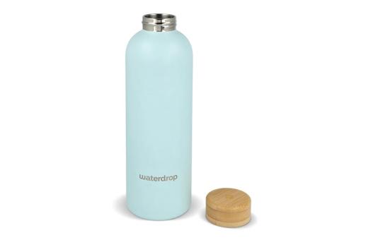 Waterdrop Stainless Steel Bottle with Bamboo Cap 600ml Aztec blue
