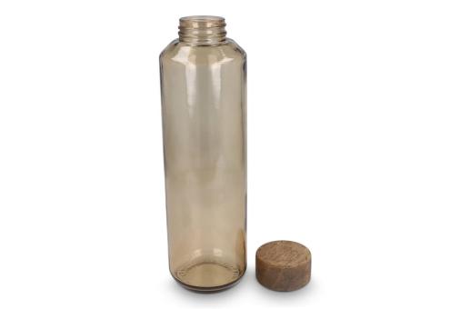 InSideOut Recycelte Glaswasserflasche ReuuZ mit Holzverschluss 650 ml Braun