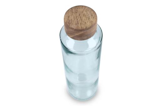 InSideOut Recycelte Glaswasserflasche ReuuZ mit Holzverschluss 650 ml Transparent