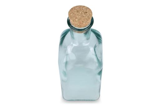 InSideOut Square Recycled Glass Water Bottle ReuuZ with Cork Stopper 500ml Transparent