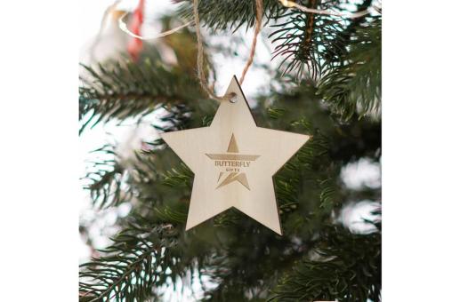 Sternförmiges Weihnachtsornament aus Holz Natur