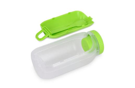All-in-One Lunch Bowl Container with Sauce Compartment & Spoon-fork Light green