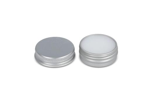 Runde Lippenbalsam-Dose aus recyceltem Aluminium Silber