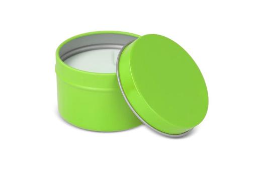 Scented candle recycled tin big Light green