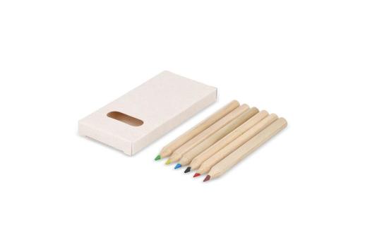 6 Buntstifte in einer Schachtel aus recyceltem Milchkarton Ecru