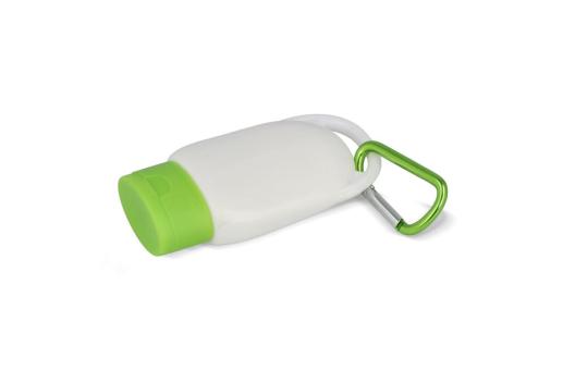 Sonnenschutzlotion mit Karabiner SPF30 aus recyceltem Material 30ml Hellgrün