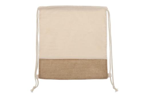 Drawstring bag Jute with cotton cords 38x41cm Ecru